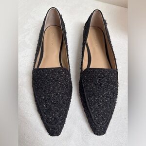AnnTaylor Tweed Nip Toe Women's Flats in Black size 7